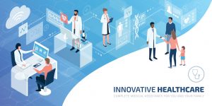 Professional doctors and patients in a virtual environment